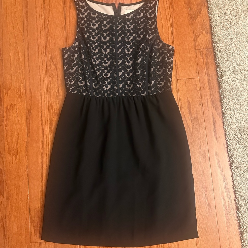 LOFT Black and Silver Sheath Mini Dress, Size: 2